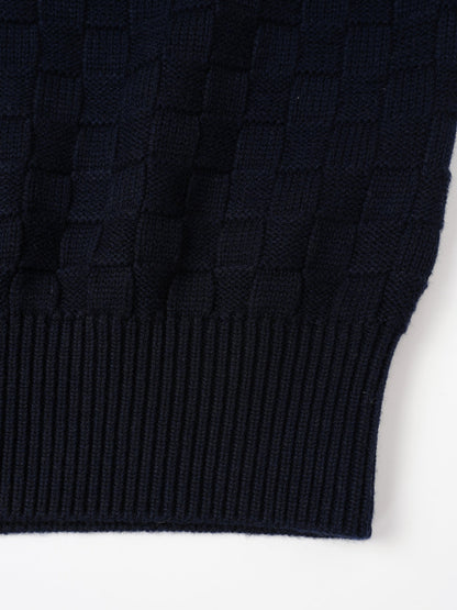 260910 New high-quality checkered half-zip high-neck sweater
