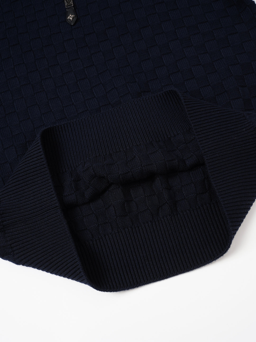 260910 New high-quality checkered half-zip high-neck sweater