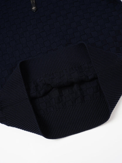 260910 New high-quality checkered half-zip high-neck sweater