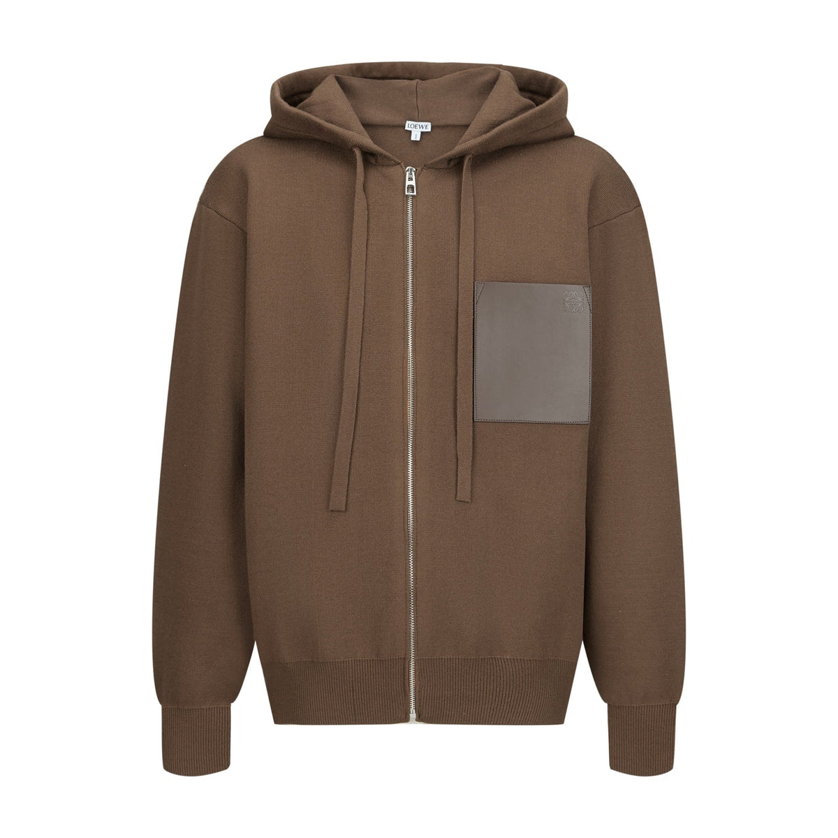260910 New high-quality leather label pocket knitted zipper hoodie