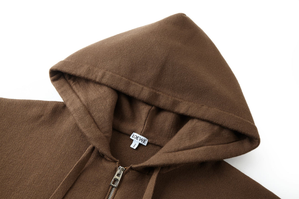 260910 New high-quality leather label pocket knitted zipper hoodie