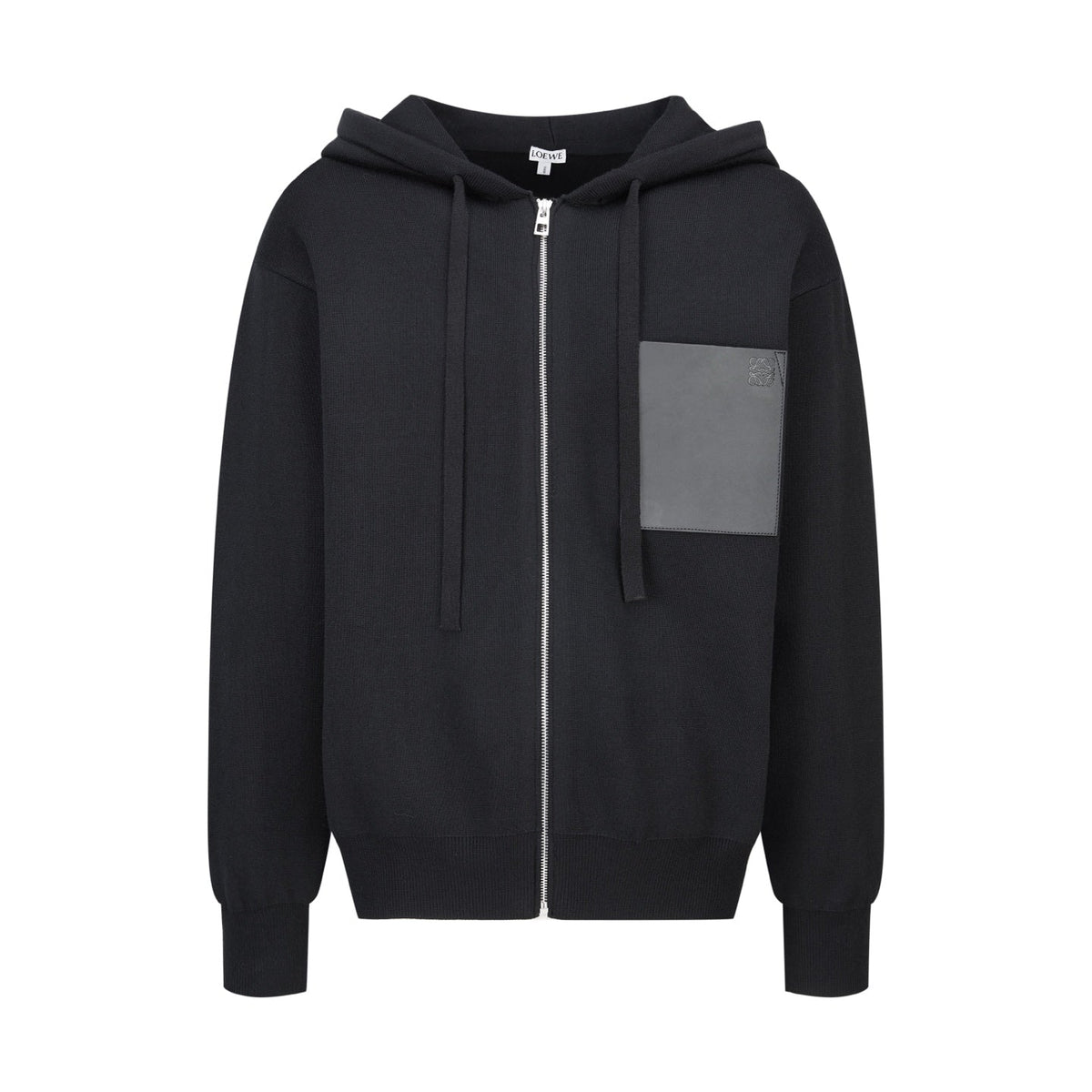 260910 New high-quality leather label pocket knitted zipper hoodie