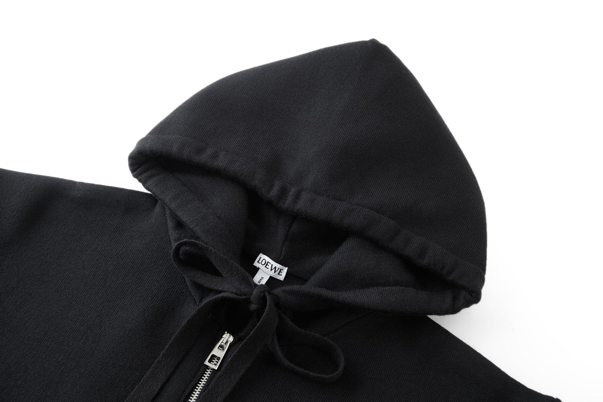 260910 New high-quality leather label pocket knitted zipper hoodie