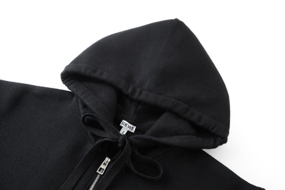 260910 New high-quality leather label pocket knitted zipper hoodie