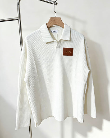 260910 New high-quality long-sleeved polo shirt with a pleated collar and a classic design
