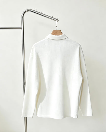 260910 New high-quality long-sleeved polo shirt with a pleated collar and a classic design