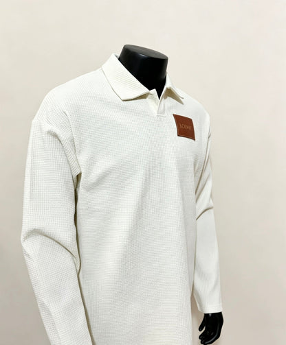 260910 New high-quality long-sleeved polo shirt with a pleated collar and a classic design