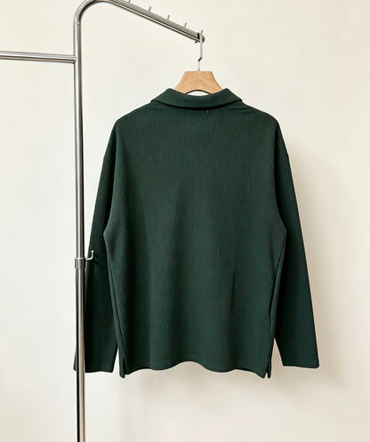 260910 New high-quality long-sleeved polo shirt with a pleated collar and a classic design