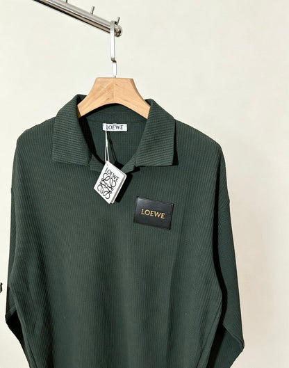 260910 New high-quality long-sleeved polo shirt with a pleated collar and a classic design