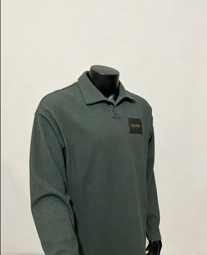260910 New high-quality long-sleeved polo shirt with a pleated collar and a classic design