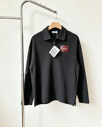 260910 New high-quality long-sleeved polo shirt with a pleated collar and a classic design