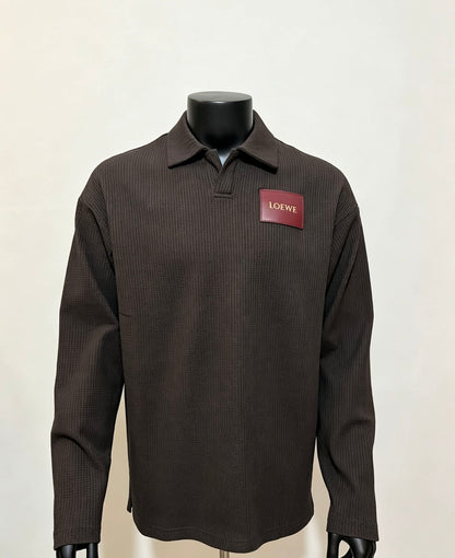260910 New high-quality long-sleeved polo shirt with a pleated collar and a classic design