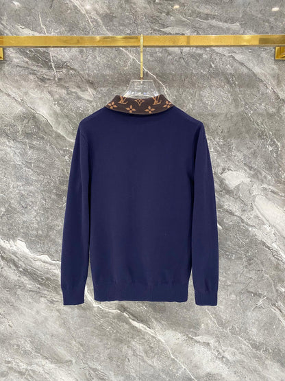 260910 New high-quality wool sweater with a chic placket design and a polo-style collar.