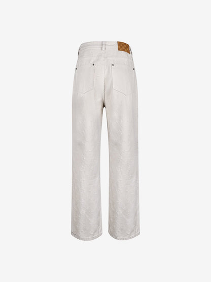 260910 New high-quality custom full-print jacquard fabric denim pants/suit