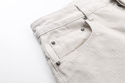 260910 New high-quality custom full-print jacquard fabric denim pants/suit