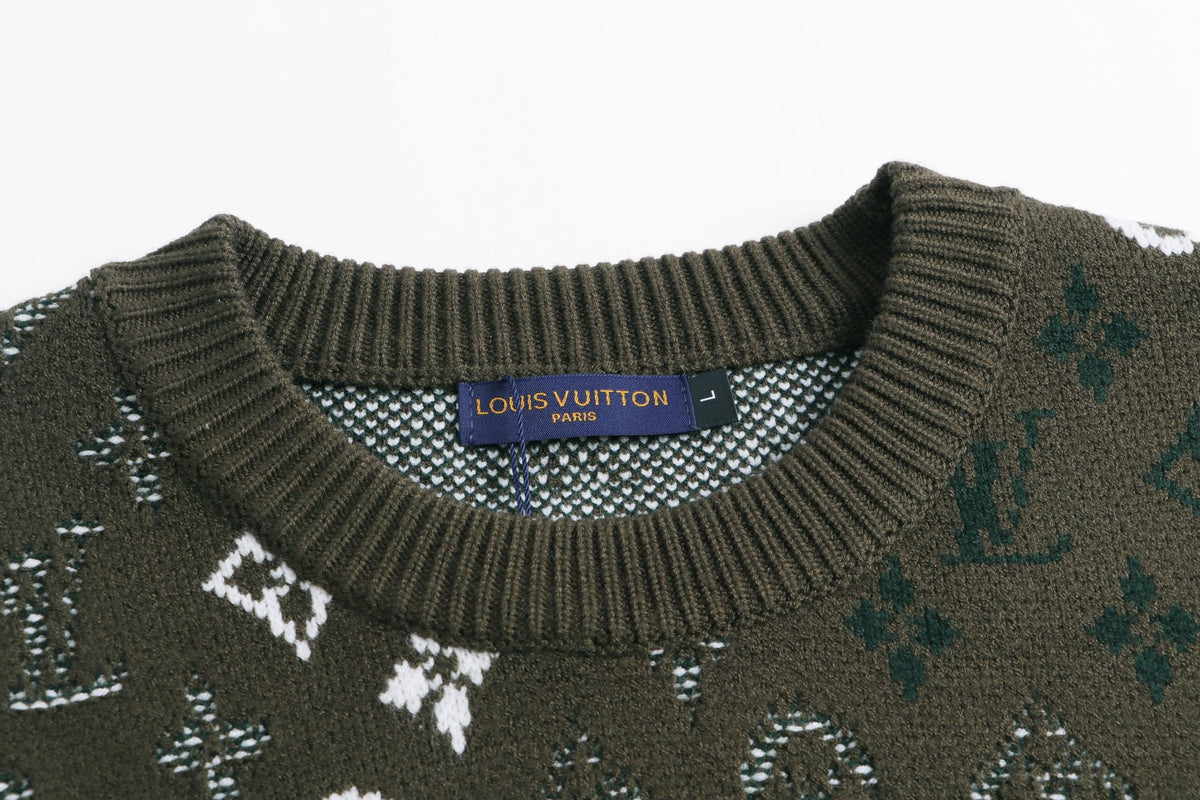 260910 New high-quality full-print gradient round-neck knitted sweater made of wool