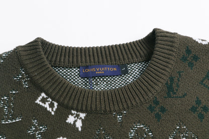260910 New high-quality full-print gradient round-neck knitted sweater made of wool