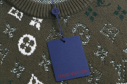 260910 New high-quality full-print gradient round-neck knitted sweater made of wool