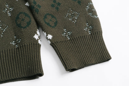260910 New high-quality full-print gradient round-neck knitted sweater made of wool
