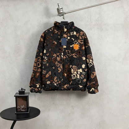 260910 New high-quality thick sheepskin custom-patterned zipper coat