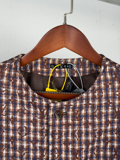 260910 New high-quality custom-made fabric unbuttoned tweed jacket coat