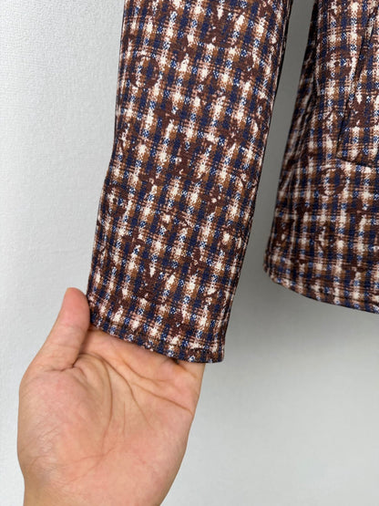 260910 New high-quality custom-made fabric unbuttoned tweed jacket coat