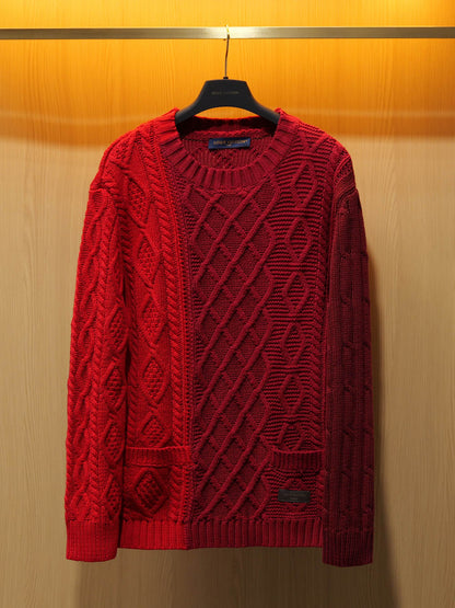 260910 New high-quality Christmas blessing style chunky knitted crew-neck sweater
