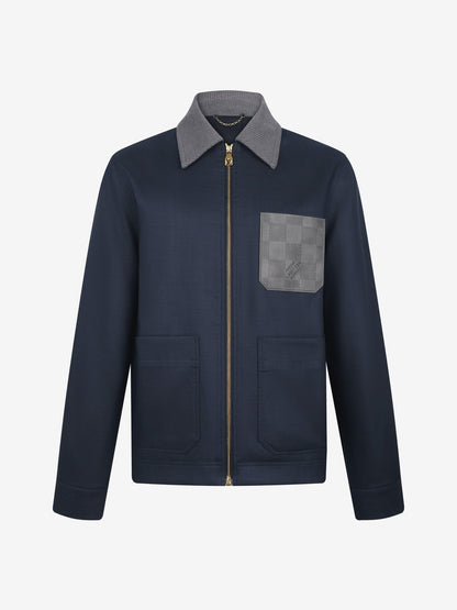 260910 New high-quality leather-embroidered blended work jacket