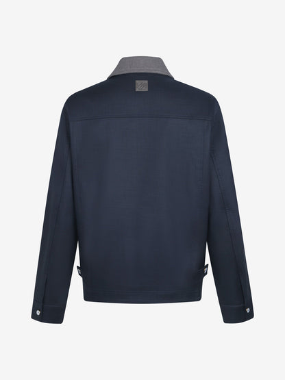 260910 New high-quality leather-embroidered blended work jacket