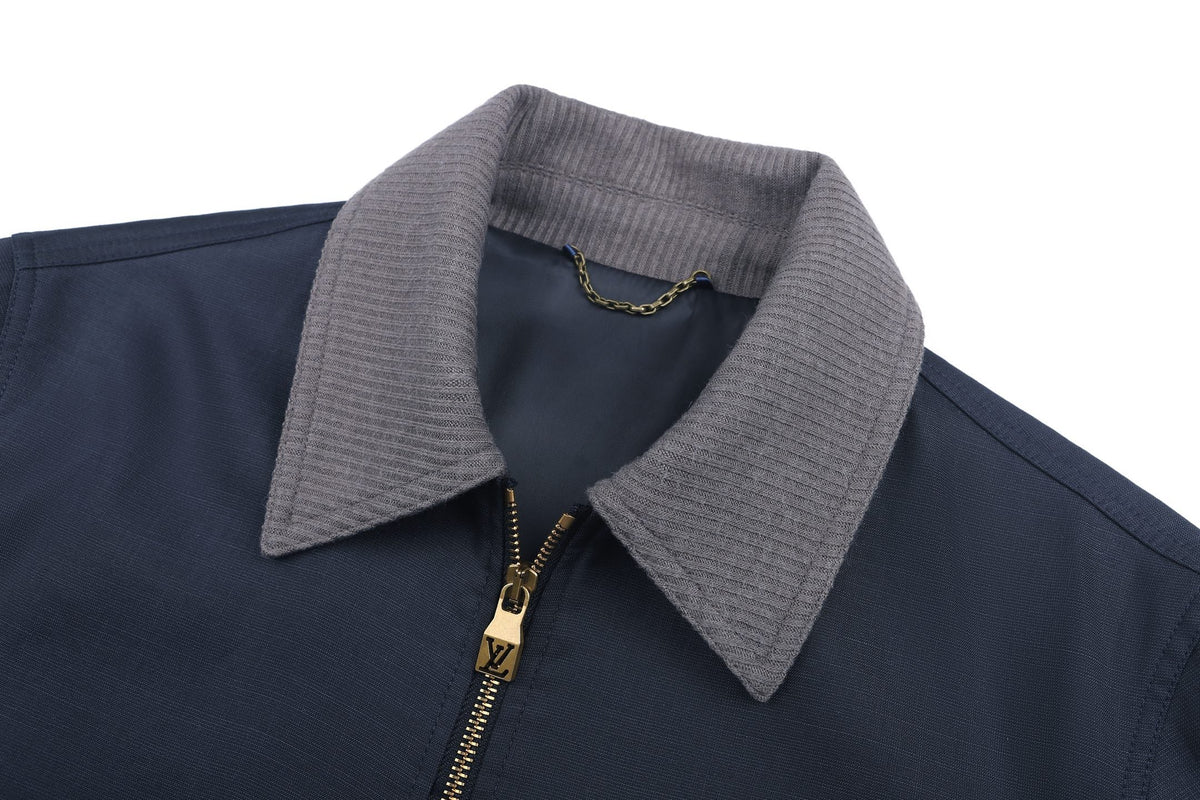 260910 New high-quality leather-embroidered blended work jacket
