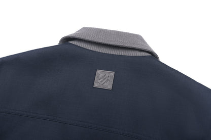 260910 New high-quality leather-embroidered blended work jacket