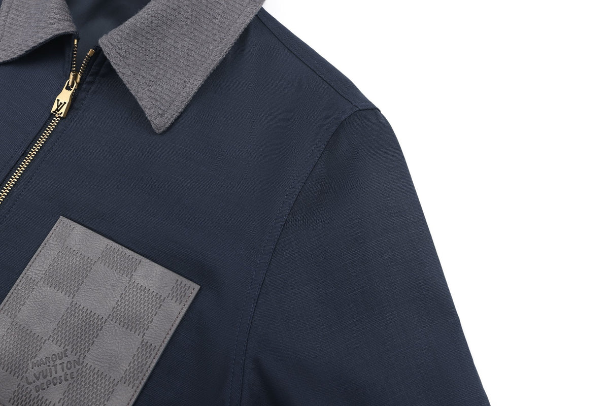 260910 New high-quality leather-embroidered blended work jacket