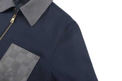 260910 New high-quality leather-embroidered blended work jacket