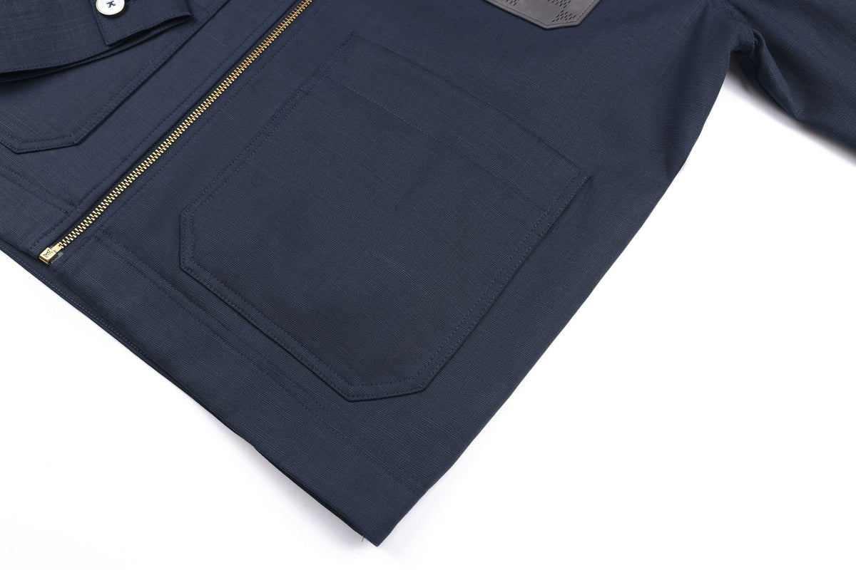 260910 New high-quality leather-embroidered blended work jacket
