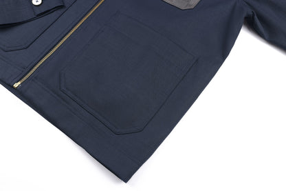 260910 New high-quality leather-embroidered blended work jacket