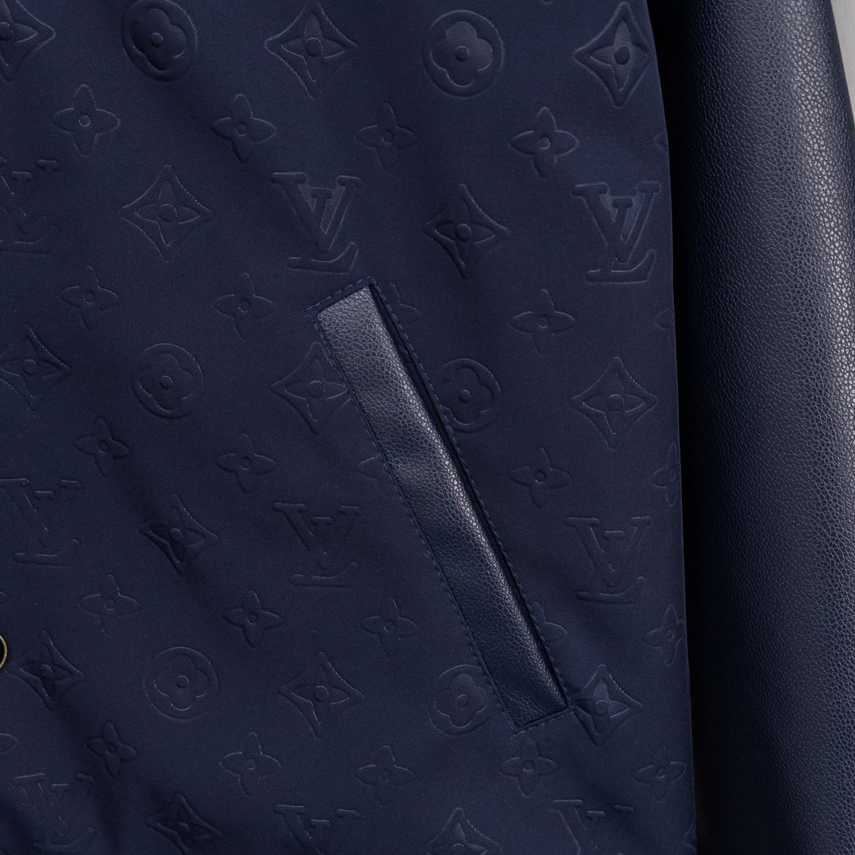 260910 New high-quality full-printed and stitched leather sleeve baseball jacket