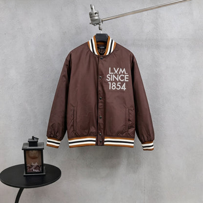 260910 New high-quality brown vintage baseball jacket