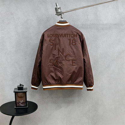 260910 New high-quality brown vintage baseball jacket