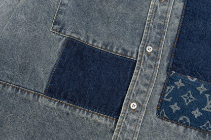 260910 New high-quality distressed patchwork loose-fitting denim jacket