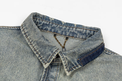 260910 New high-quality distressed patchwork loose-fitting denim jacket