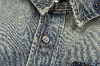 260910 New high-quality distressed patchwork loose-fitting denim jacket
