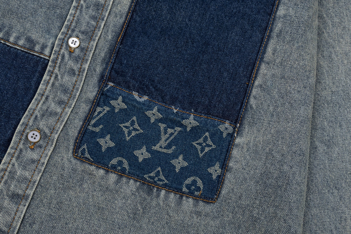 260910 New high-quality distressed patchwork loose-fitting denim jacket