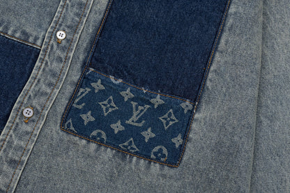 260910 New high-quality distressed patchwork loose-fitting denim jacket