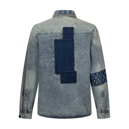 260910 New high-quality distressed patchwork loose-fitting denim jacket