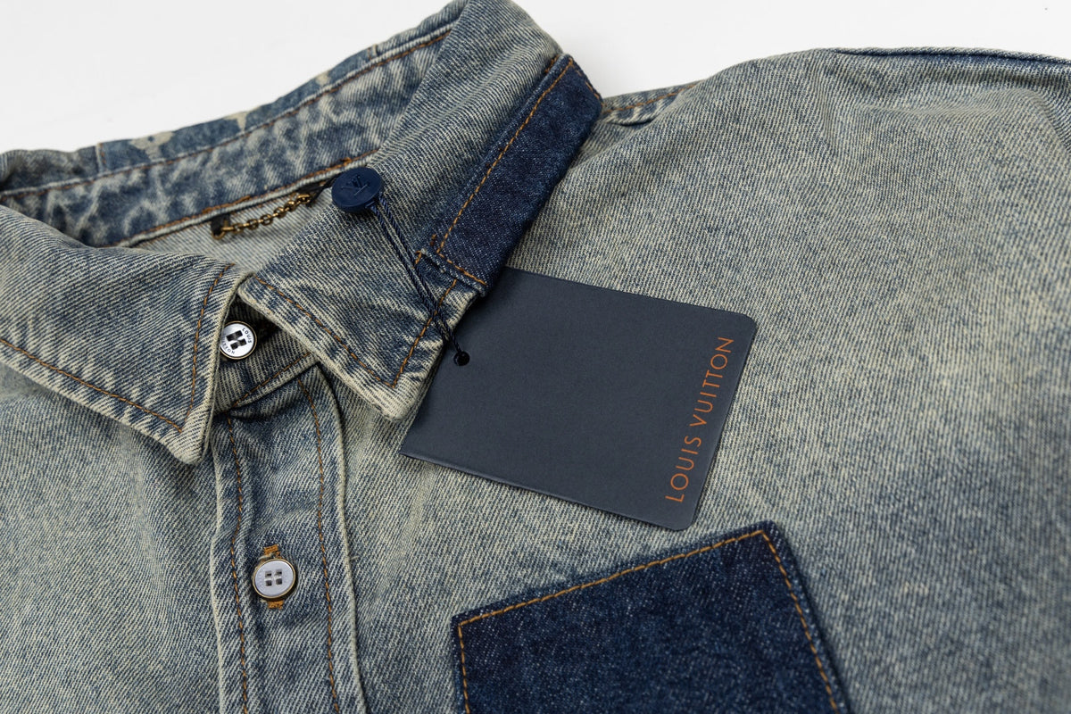 260910 New high-quality distressed patchwork loose-fitting denim jacket