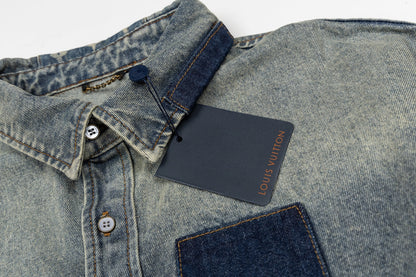 260910 New high-quality distressed patchwork loose-fitting denim jacket