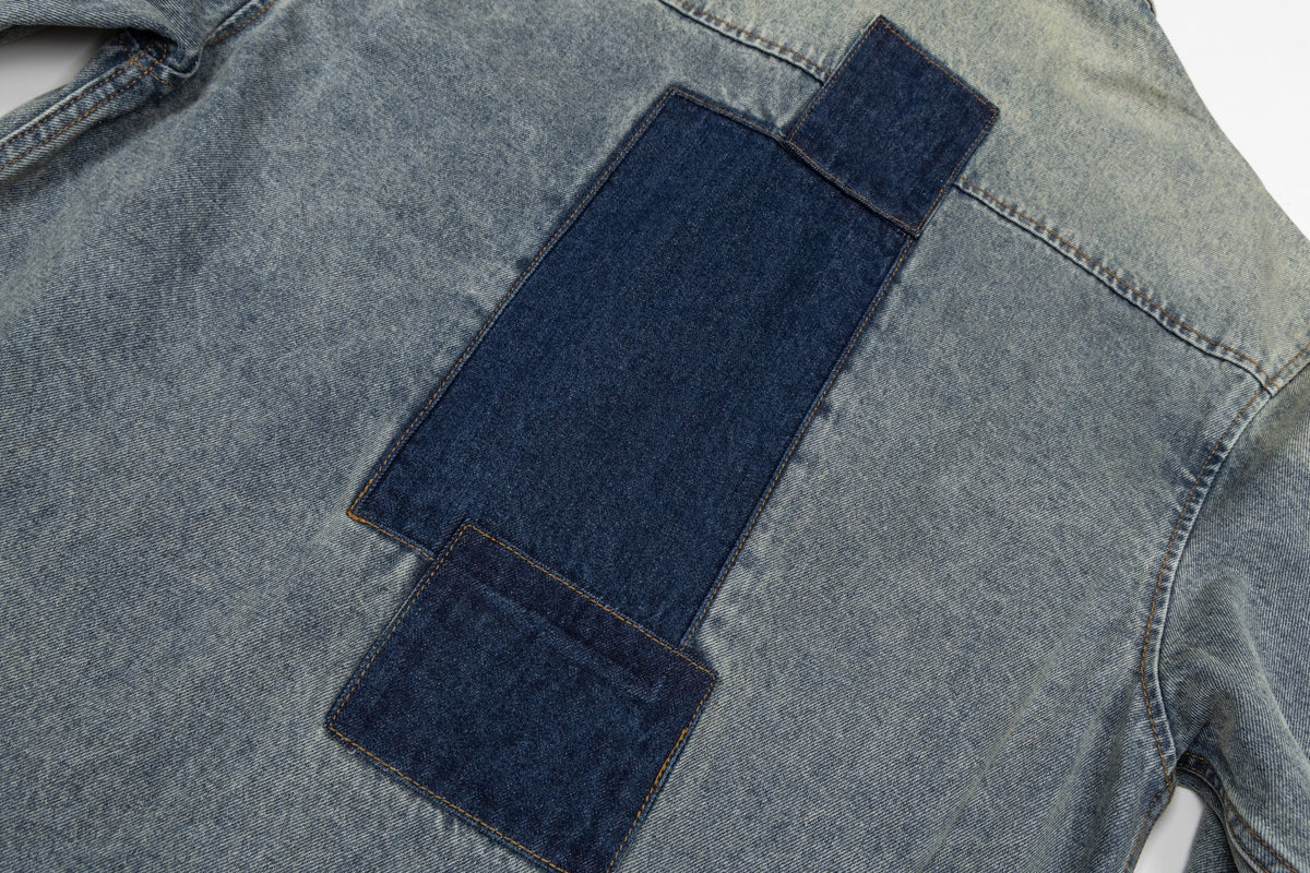 260910 New high-quality distressed patchwork loose-fitting denim jacket