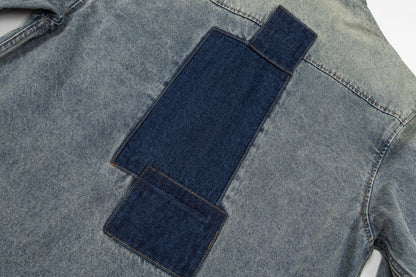 260910 New high-quality distressed patchwork loose-fitting denim jacket