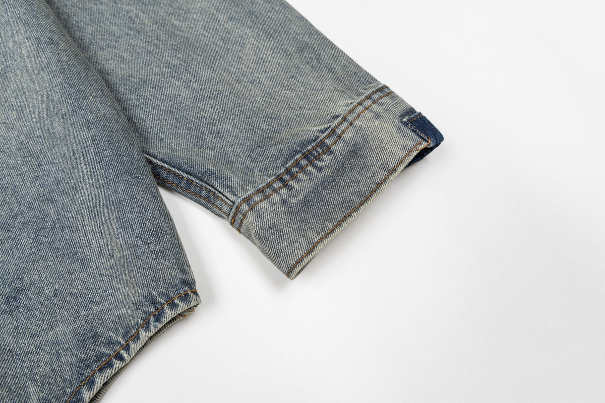 260910 New high-quality distressed patchwork loose-fitting denim jacket
