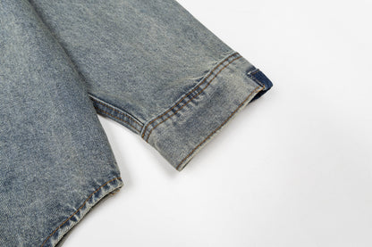 260910 New high-quality distressed patchwork loose-fitting denim jacket